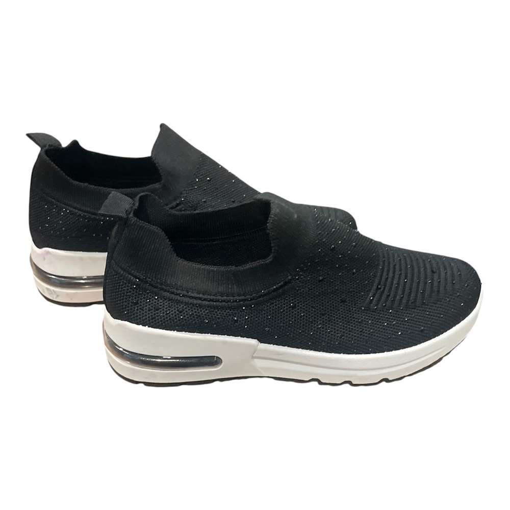 SIP Sport‎ Womens Black Knit Rhinestone Slip On Sneakers Air Cushion Shoes 5.5 - Picture 3 of 7